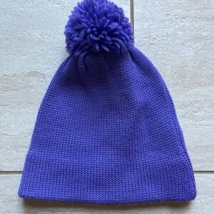 Meister Singer Vintage 100% wool purple pompom beanie